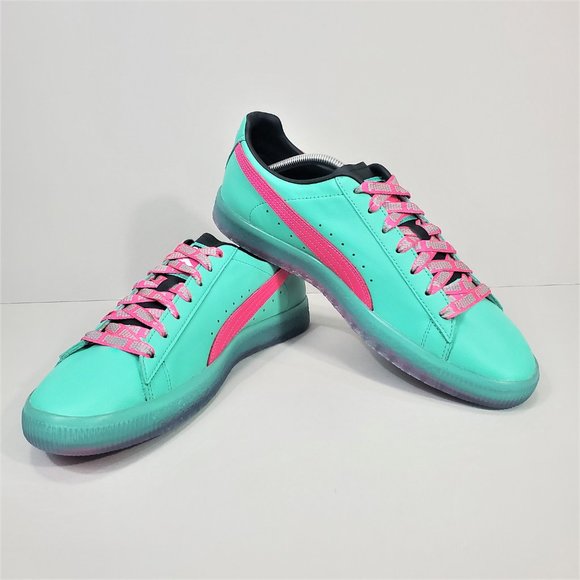 Puma Green and Pink Clyde South Beach Palm Tree Sneakers Men’s Size 11 - Picture 5 of 16